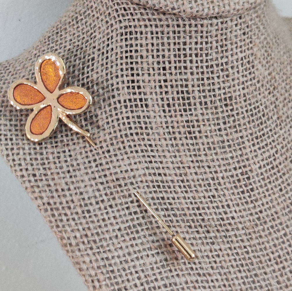 Designer Cecile Jeanne Paris Four Leaf Clover Stick pin brooch